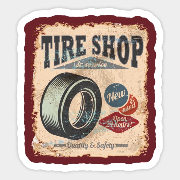 Tire Shop & Service Sticker by funkymonkeytees